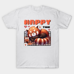 Red Panda Boba Happy time T-Shirt